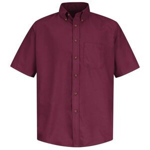 Red kap Men's Short Sleeve Poplin Dress Shirt large burgundy
